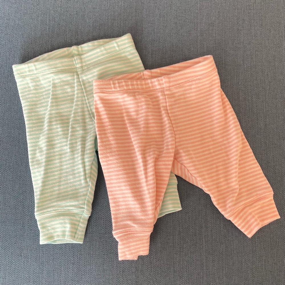 Primary baby pants mint and pink stripe